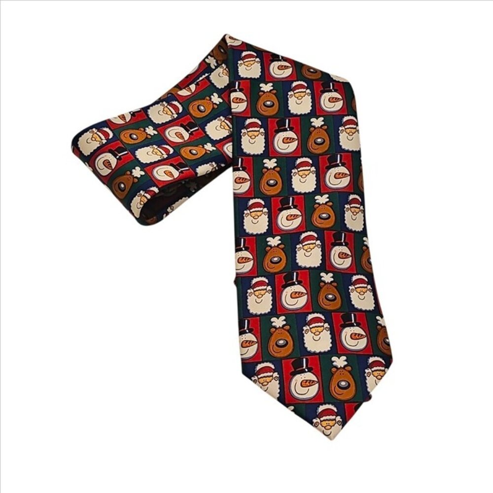 Festive Christmas Novelty Tie Santa Snowman & Reindeer Design - Picture 3 of 4